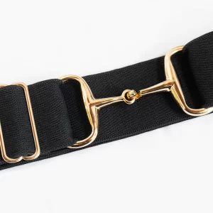 ELLANY Belt - Black Stretch with Gold Snaffle Bit