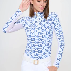 DANCING EQUESTRIAN Signature Sunshirt - Navy and White